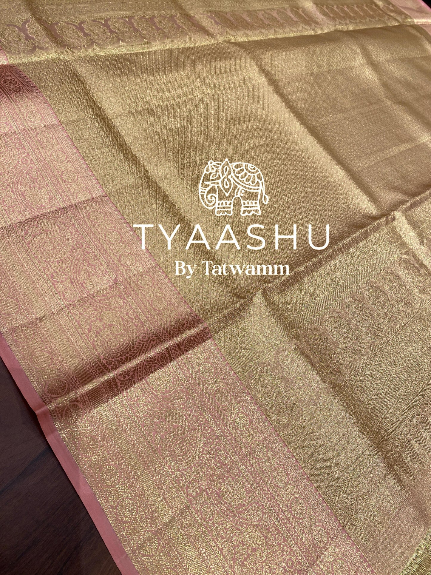 LUXURY KANJIVARAM SILK SAREE IN SUBTLE GOLD AND SOFT PINK