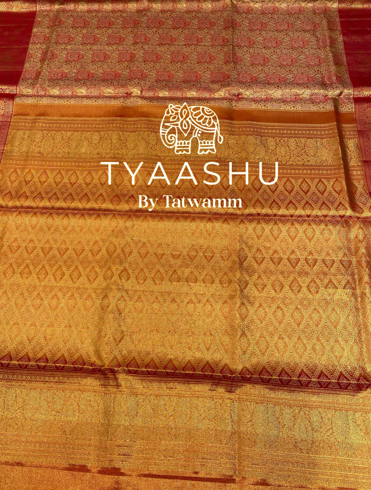 HANDWOVEN GOLD-RED KANJIVARAM SAREE