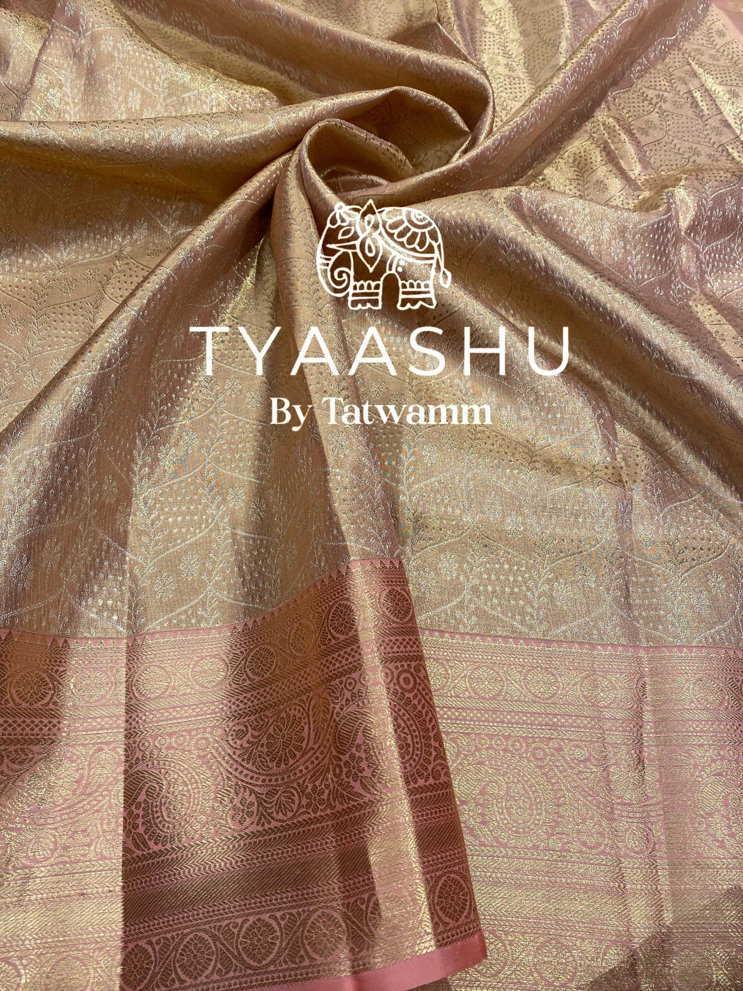 LUXURY KANJIVARAM SILK SAREE IN SUBTLE GOLD AND SOFT PINK