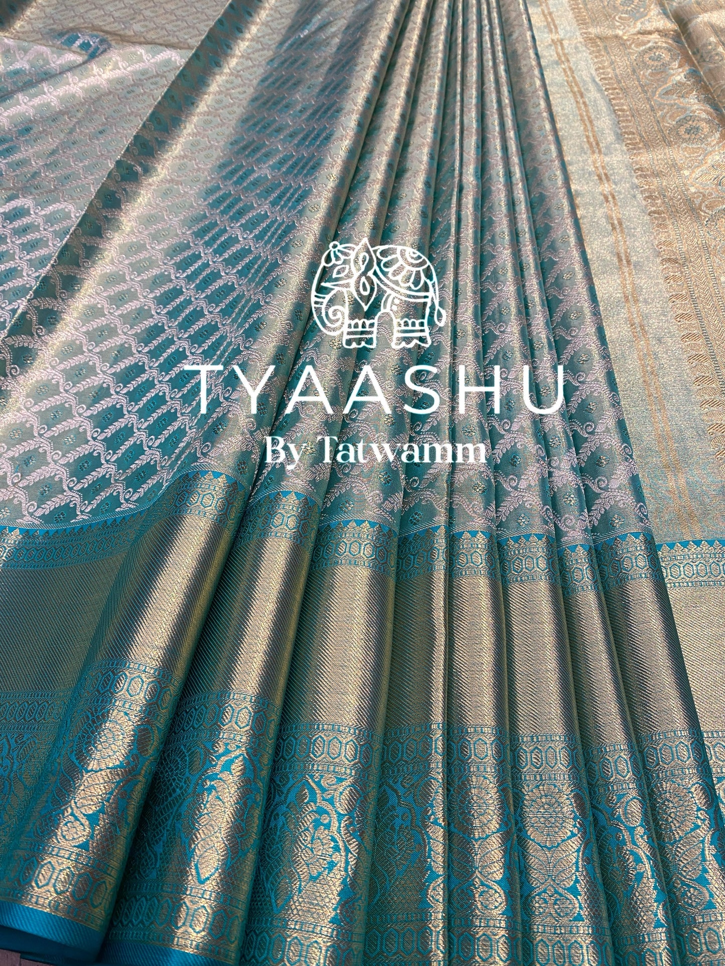 TIMELESS AQUA KANJIVARAM SAREE