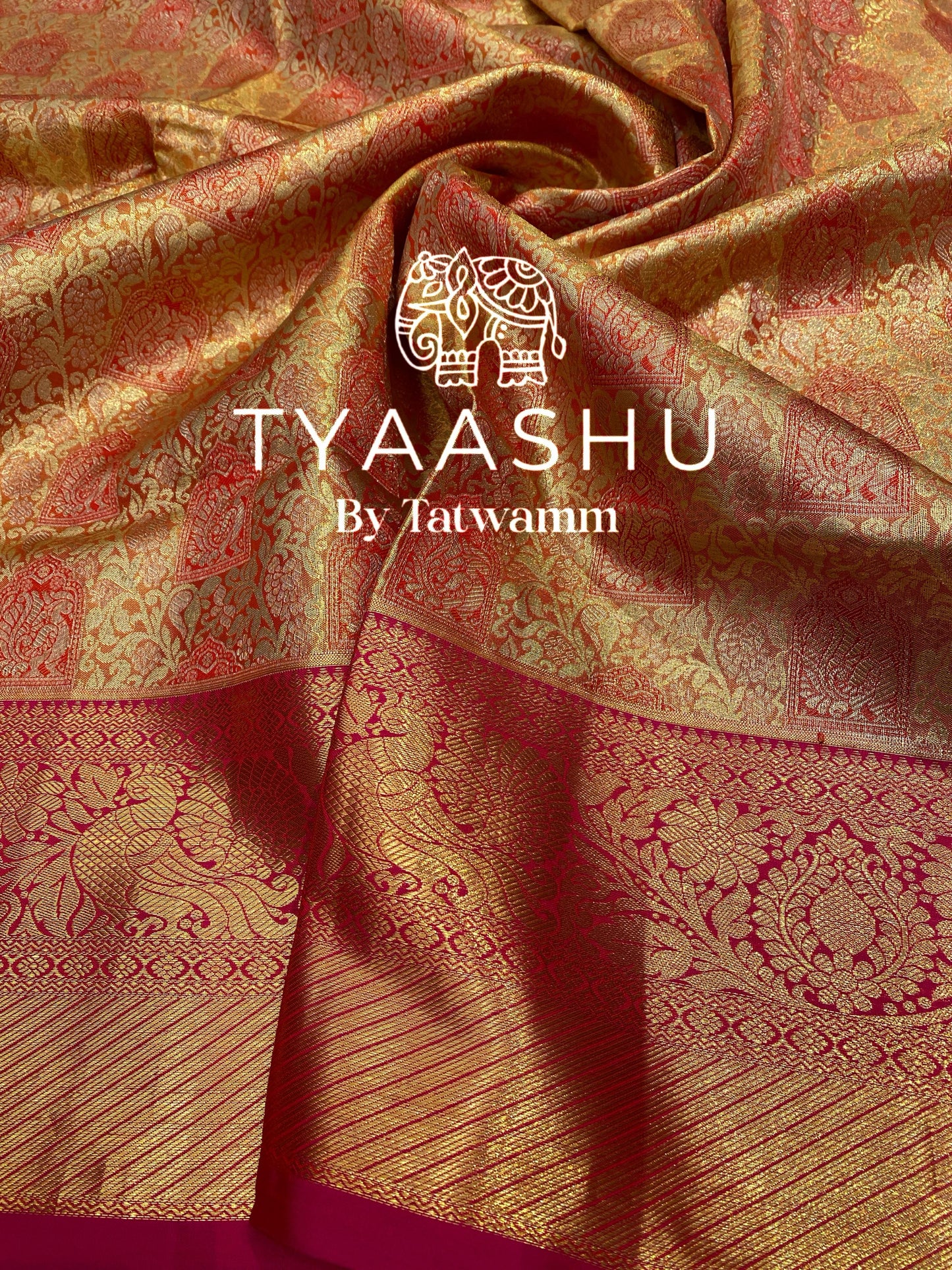 HANDWOVEN GOLD-RED KANJIVARAM SAREE