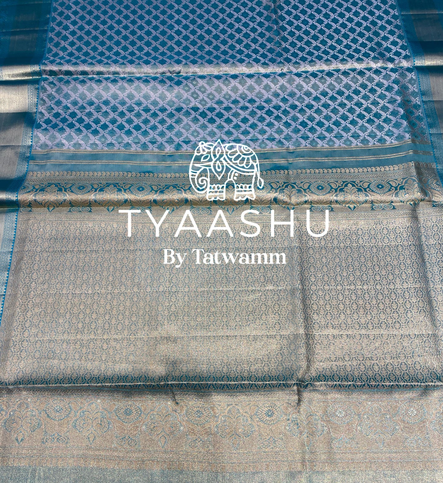TIMELESS AQUA KANJIVARAM SAREE