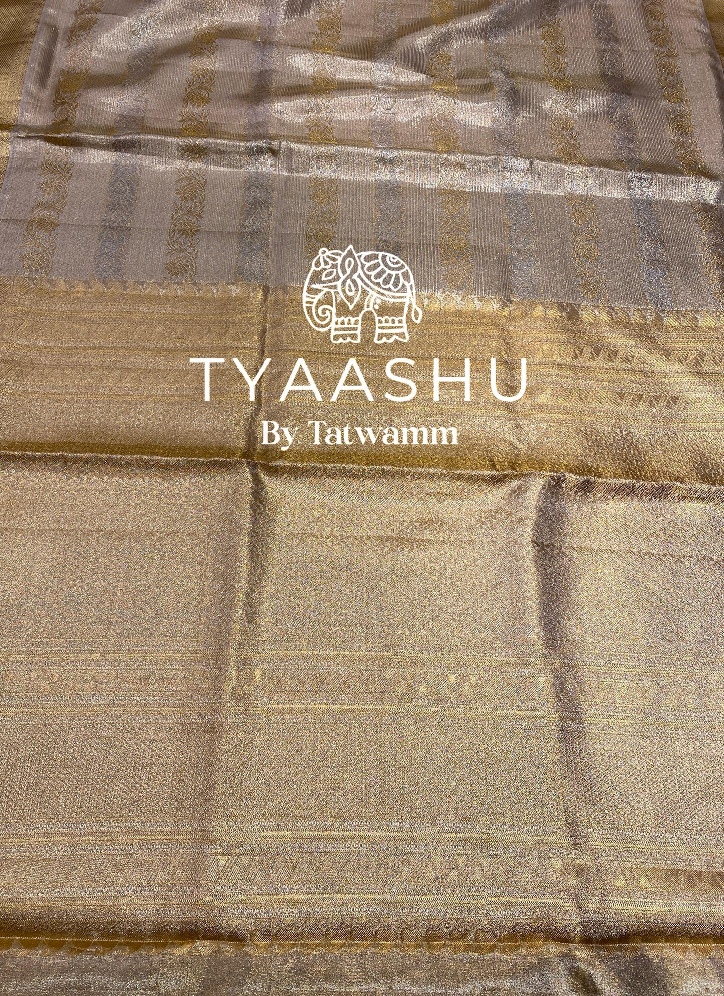 REGAL DUAL TONE KANJIVARAM SAREE IN GOLD AND SILVER