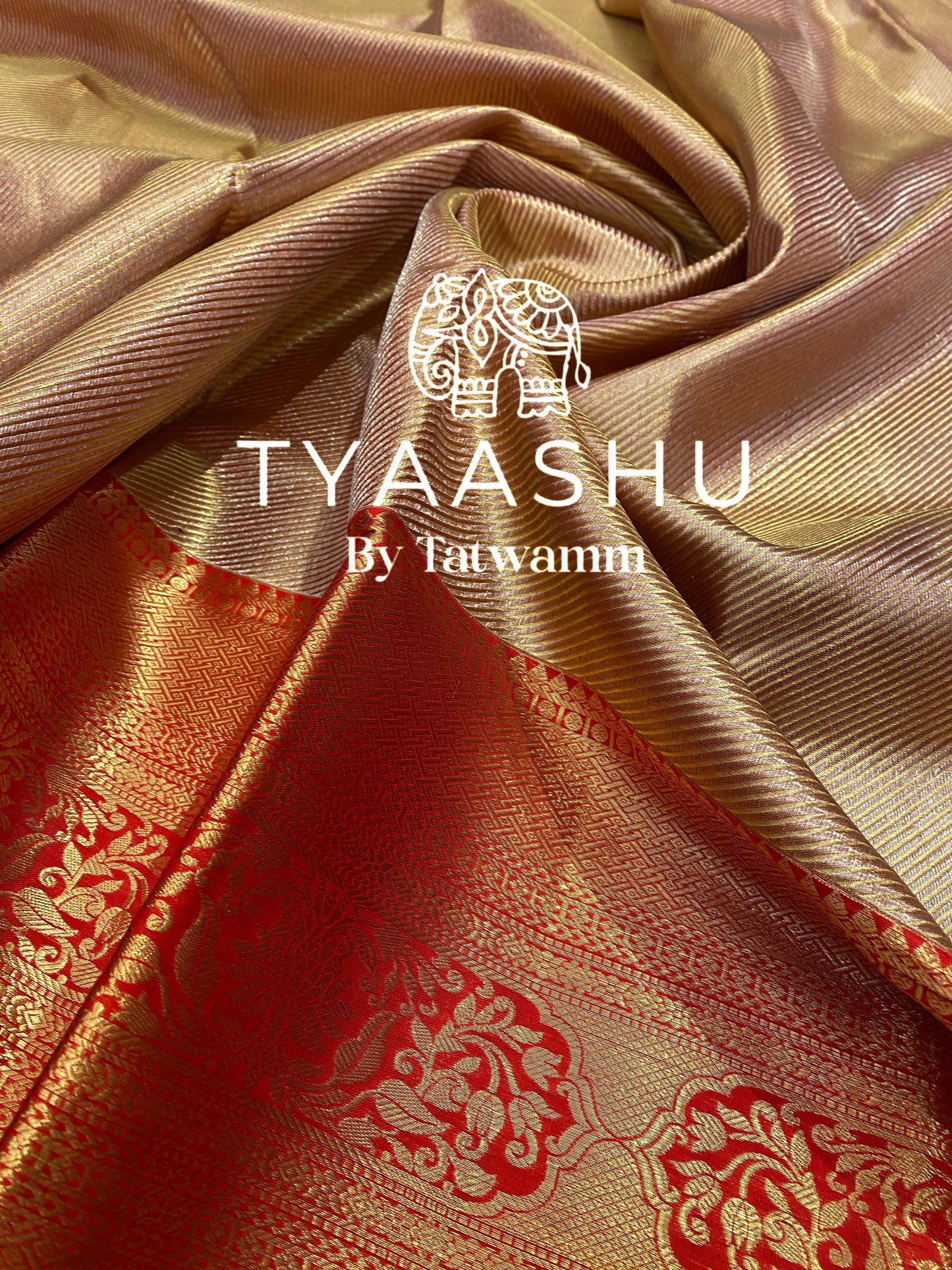 ELEGANT GOLD AND RED KANJIVARAM SAREE