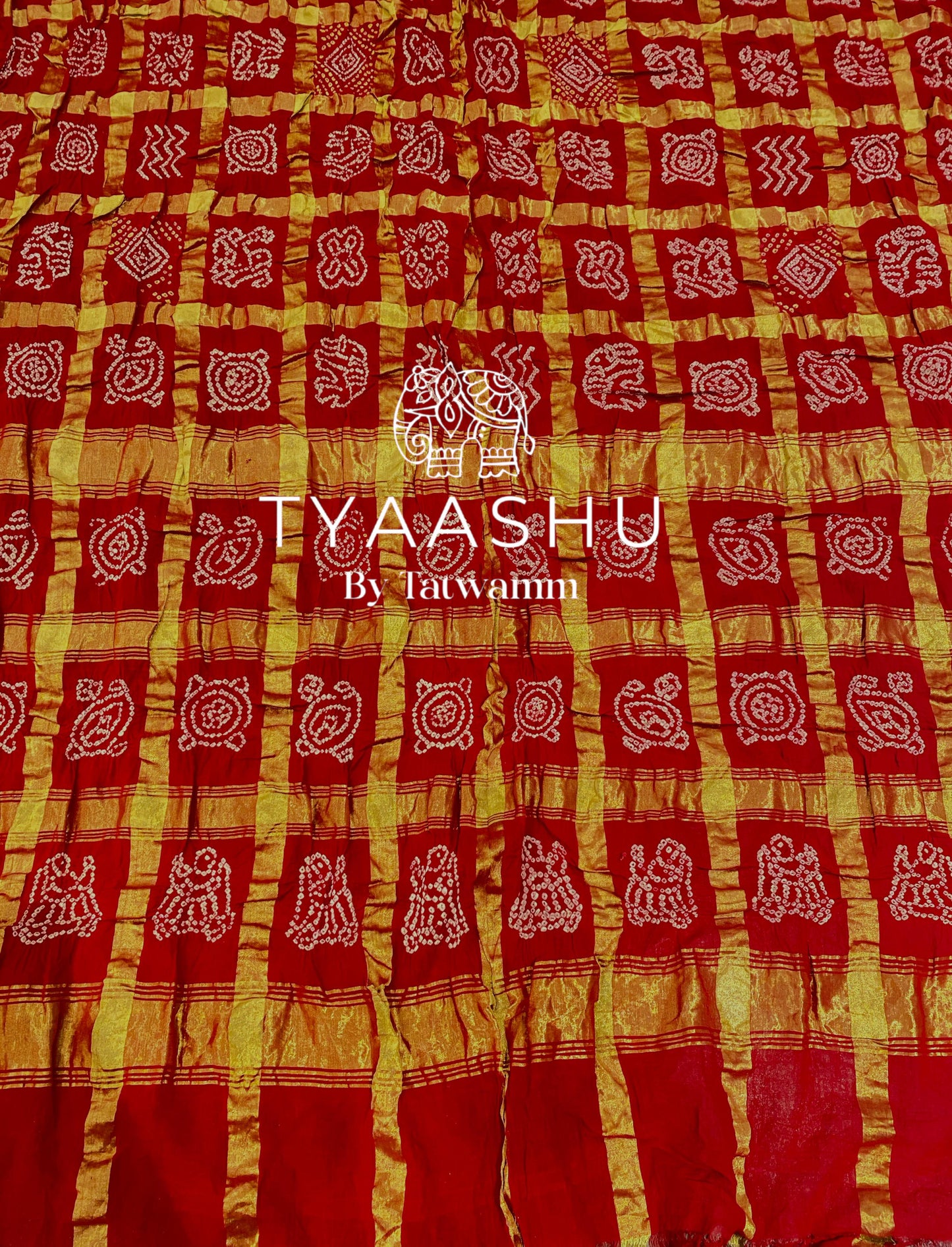 RED HANDWOVEN COTTON GHARCHOLA SAREE WITH GOLD ZARI