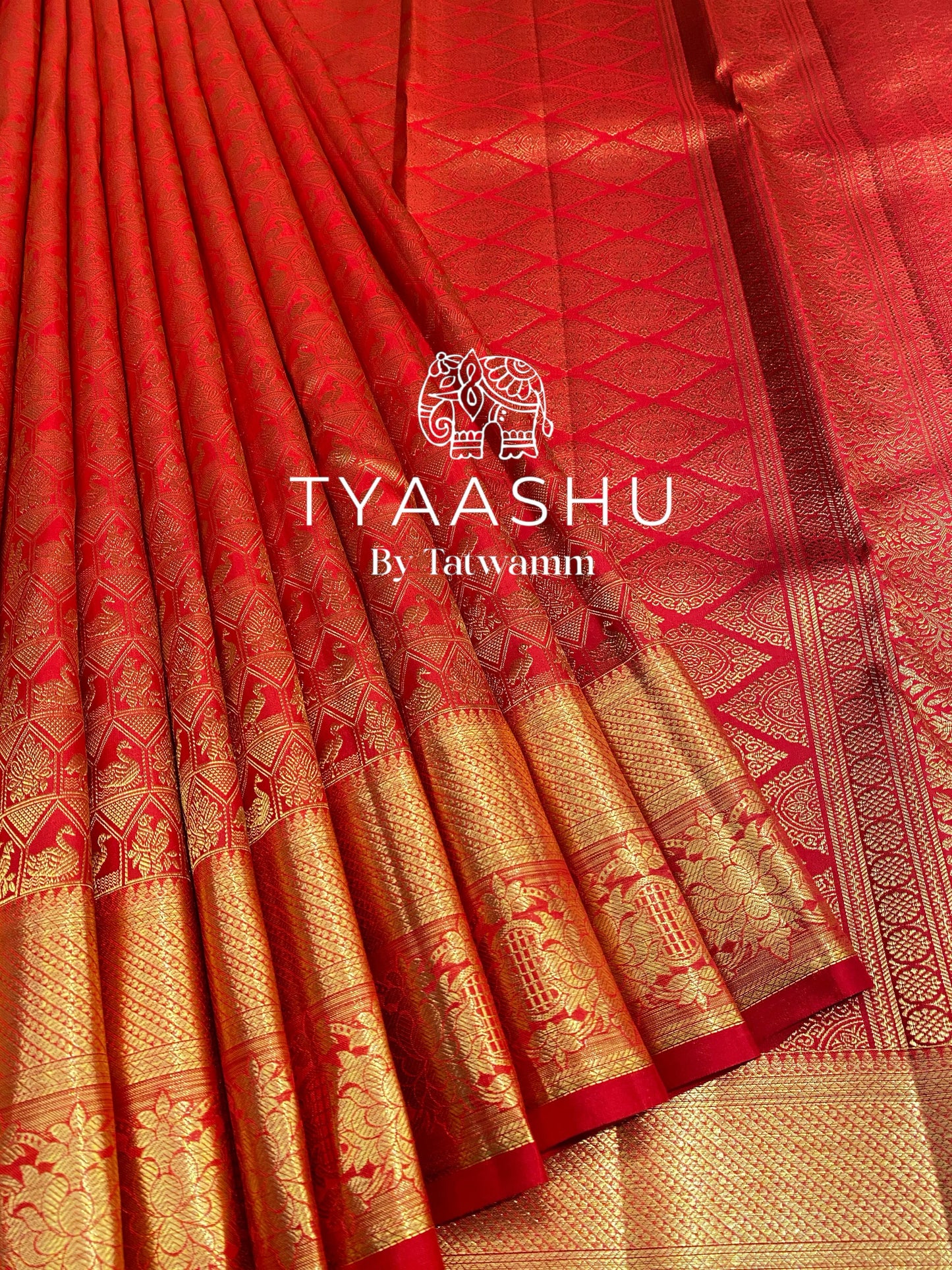 CLASSIC GOLD AND RED KANJIVARAM SILK SAREE