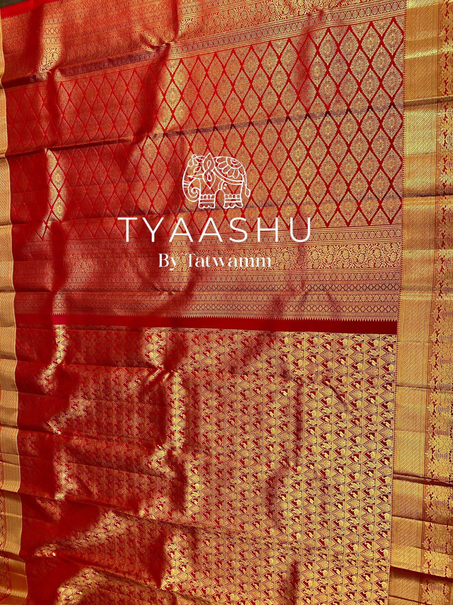 CLASSIC GOLD AND RED KANJIVARAM SILK SAREE