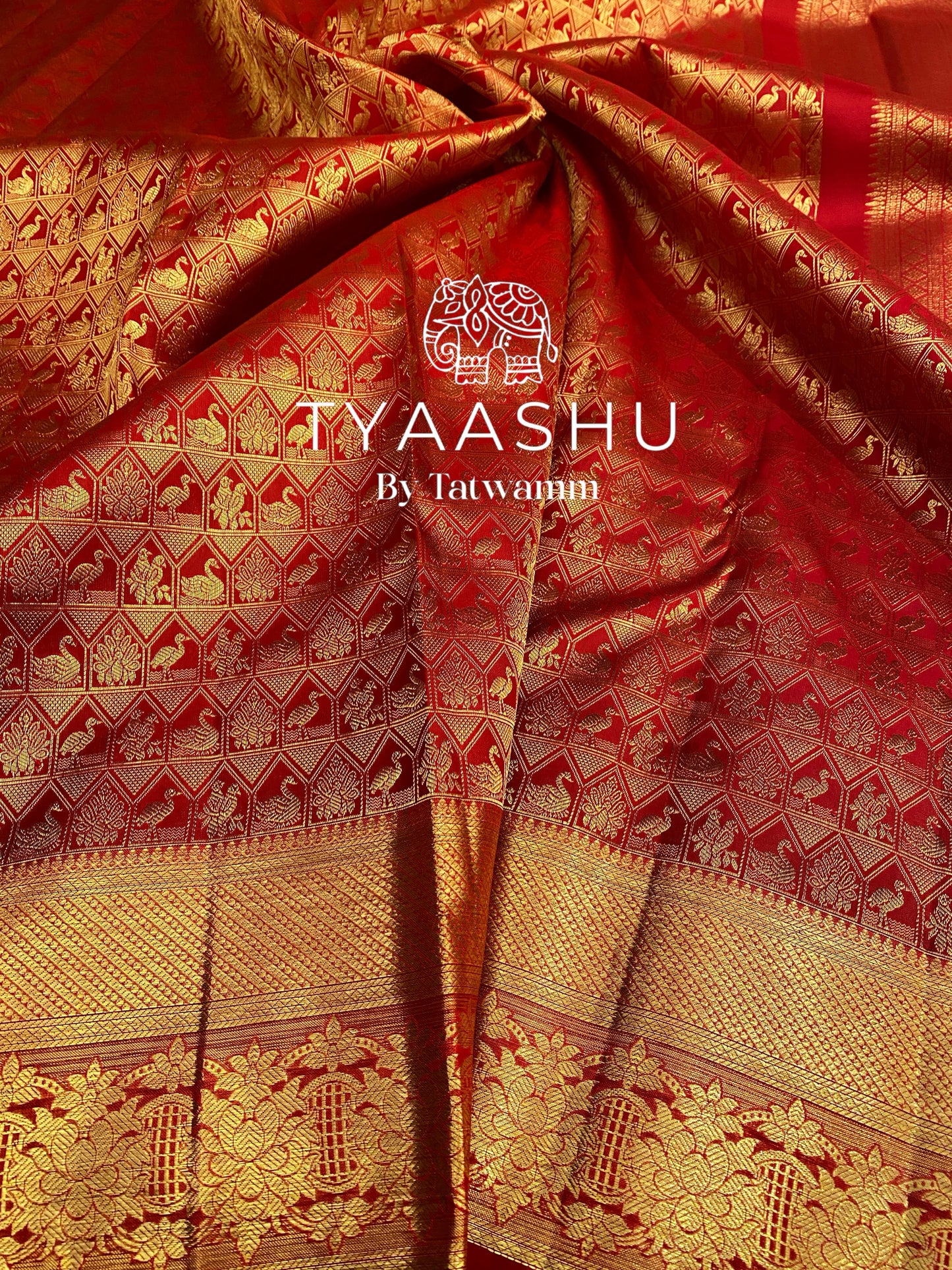 CLASSIC GOLD AND RED KANJIVARAM SILK SAREE