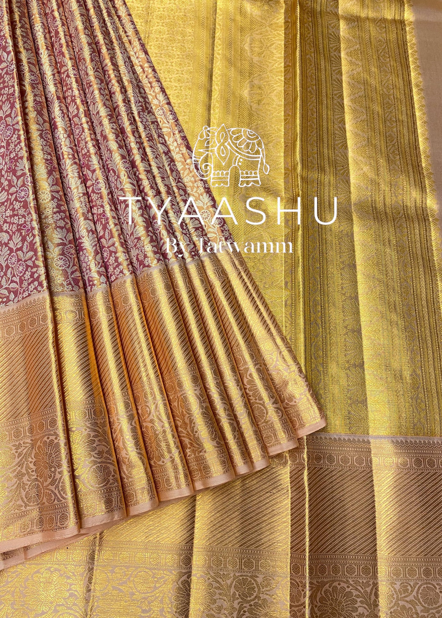 LAVENDER AND GOLD KANJIVARAM SILK SAREE