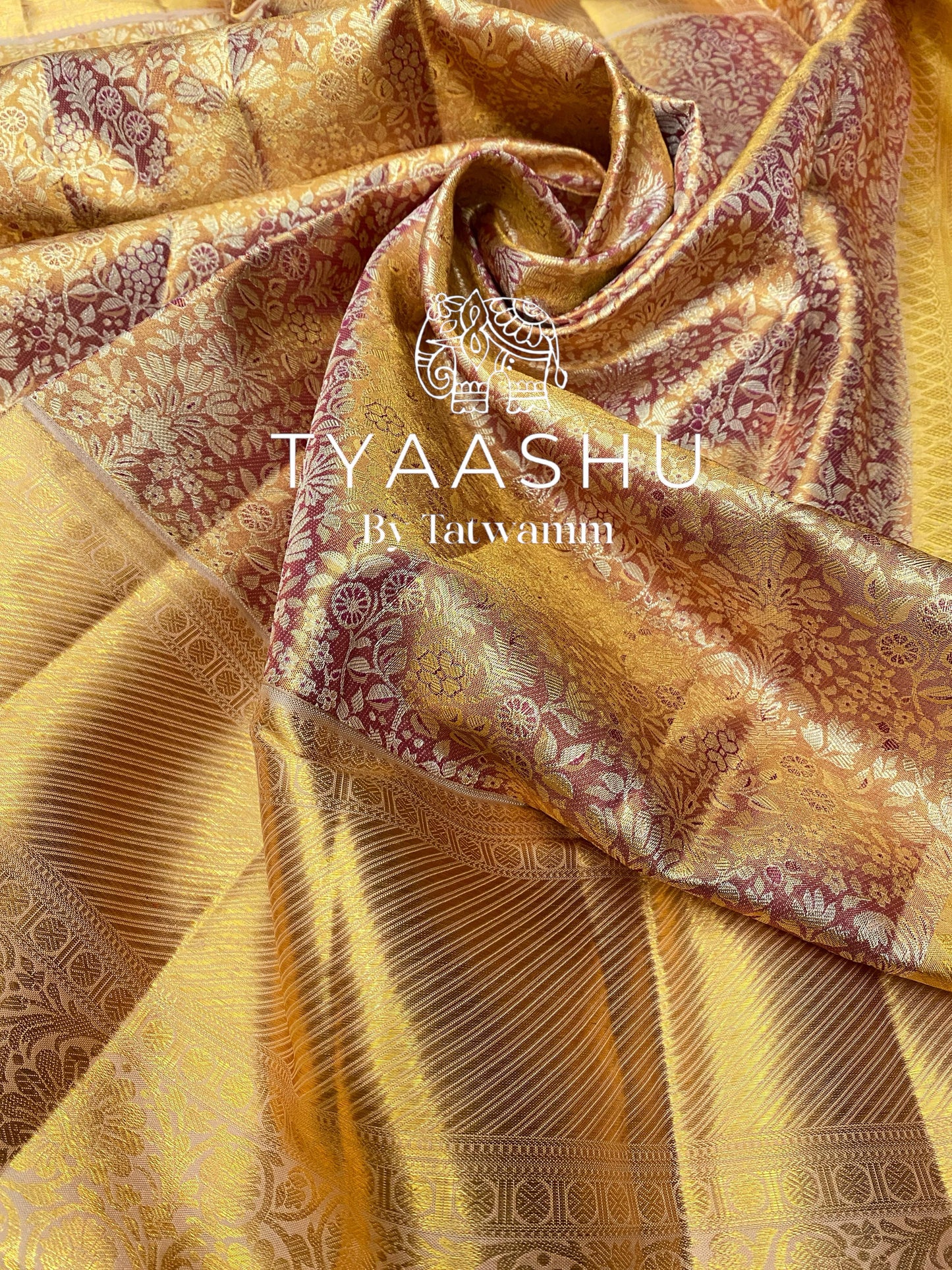 LAVENDER AND GOLD KANJIVARAM SILK SAREE