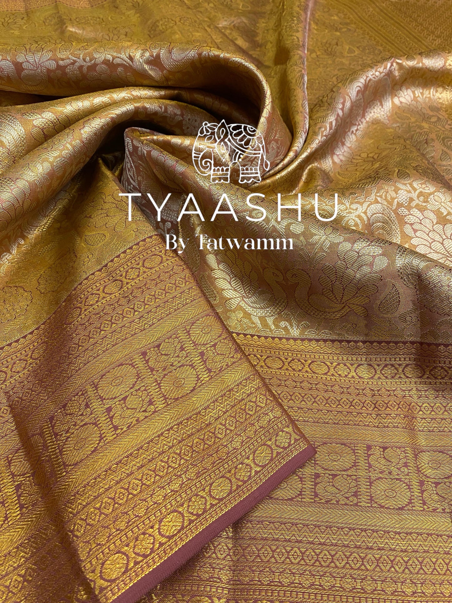 MAUVE AND GOLD KANJIVARAM SILK SAREE