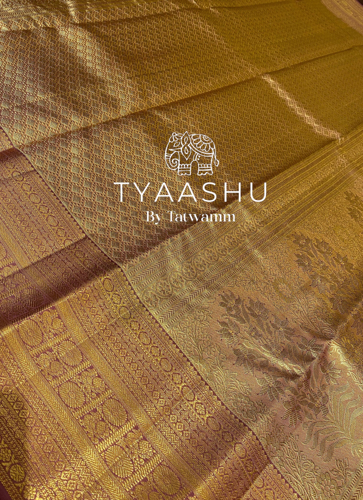 MAUVE AND GOLD KANJIVARAM SILK SAREE