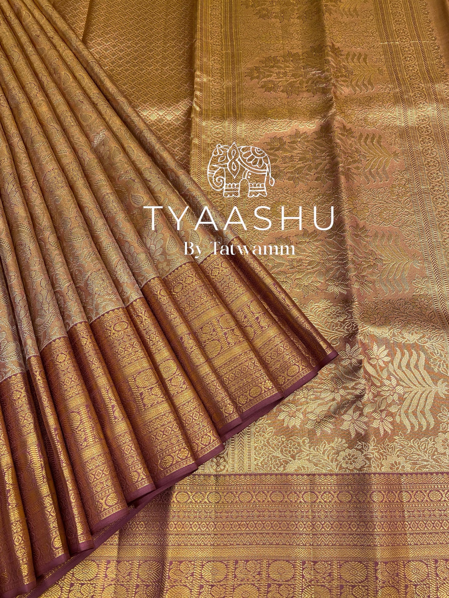 MAUVE AND GOLD KANJIVARAM SILK SAREE