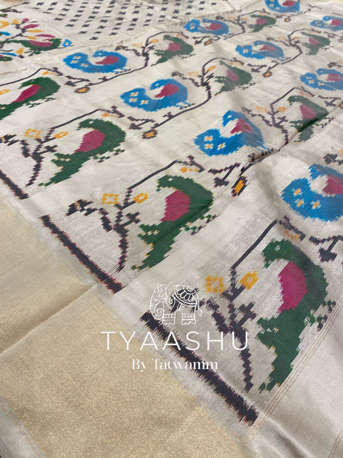 ELEGANT BEIGE IKAT SAREE