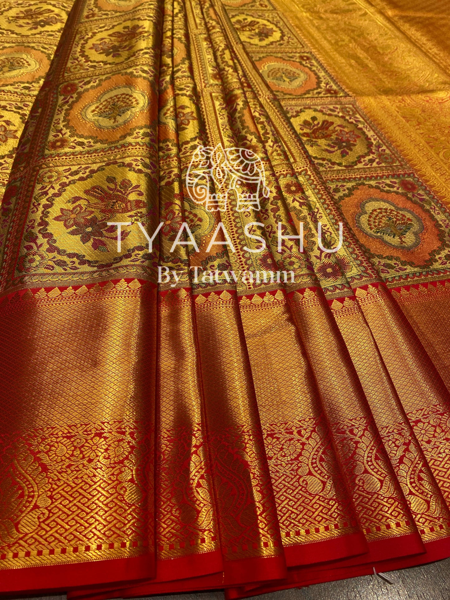 HERITAGE GOLDEN RED KANJIVARAM SAREE