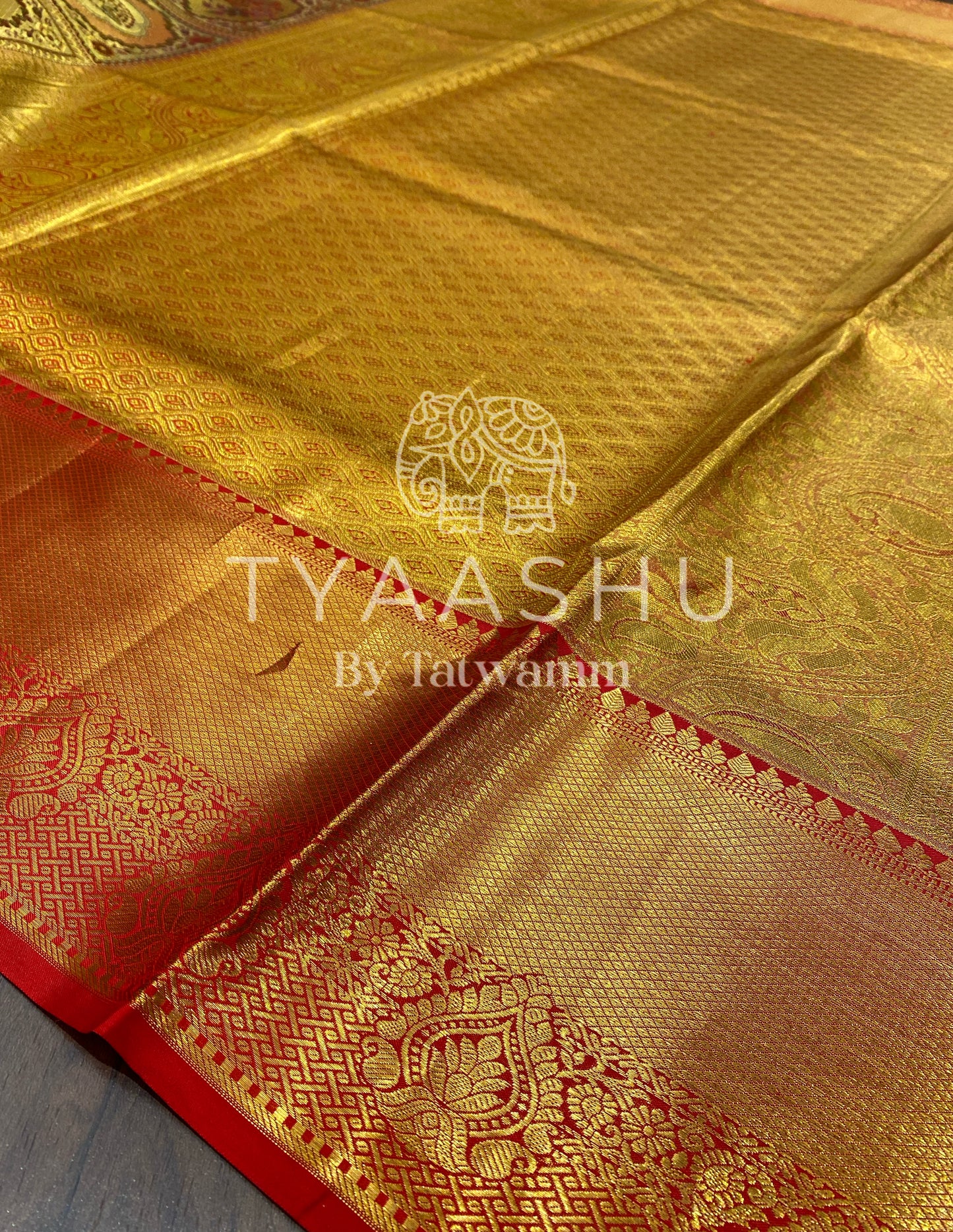HERITAGE GOLDEN RED KANJIVARAM SAREE