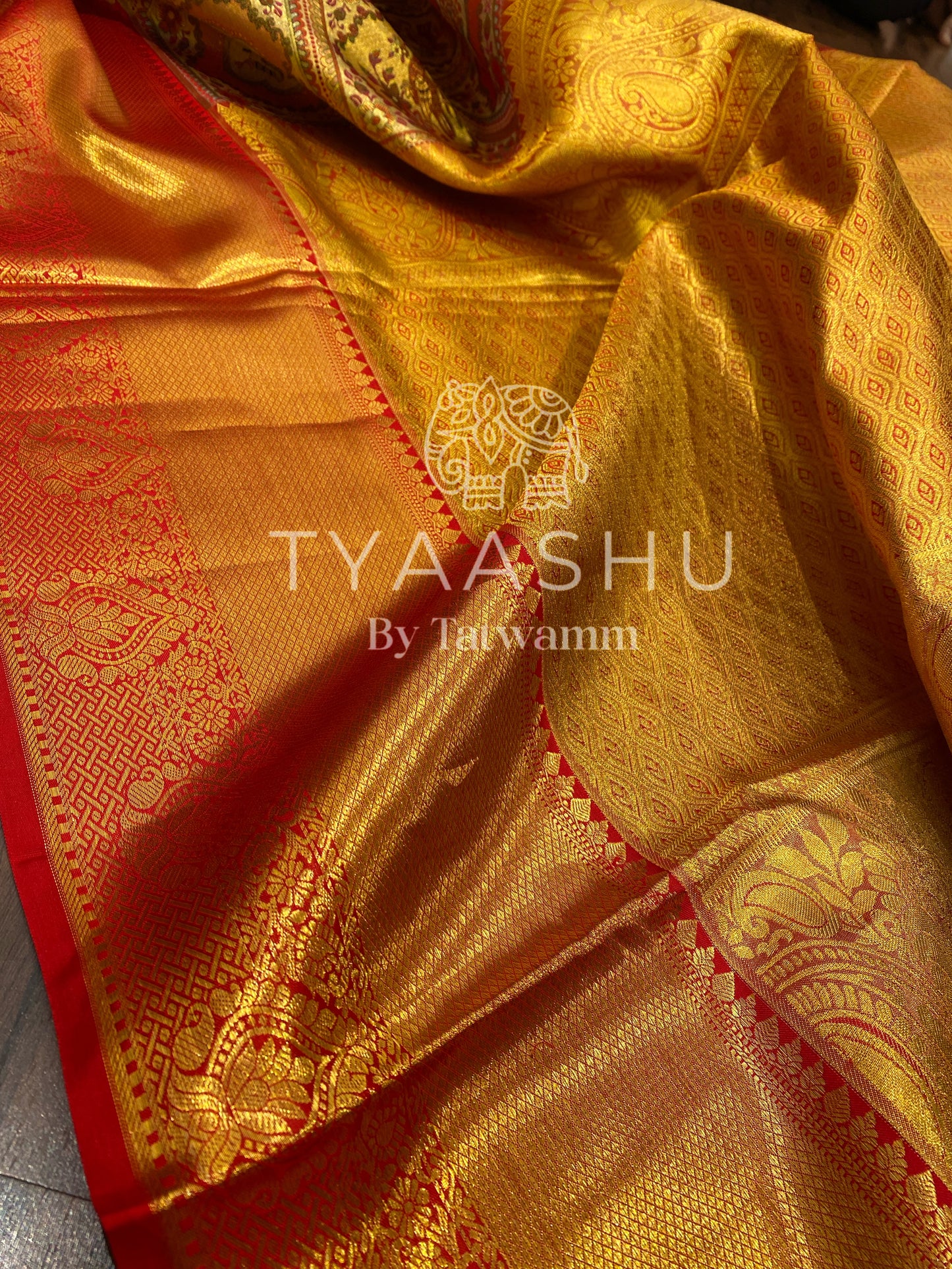 HERITAGE GOLDEN RED KANJIVARAM SAREE