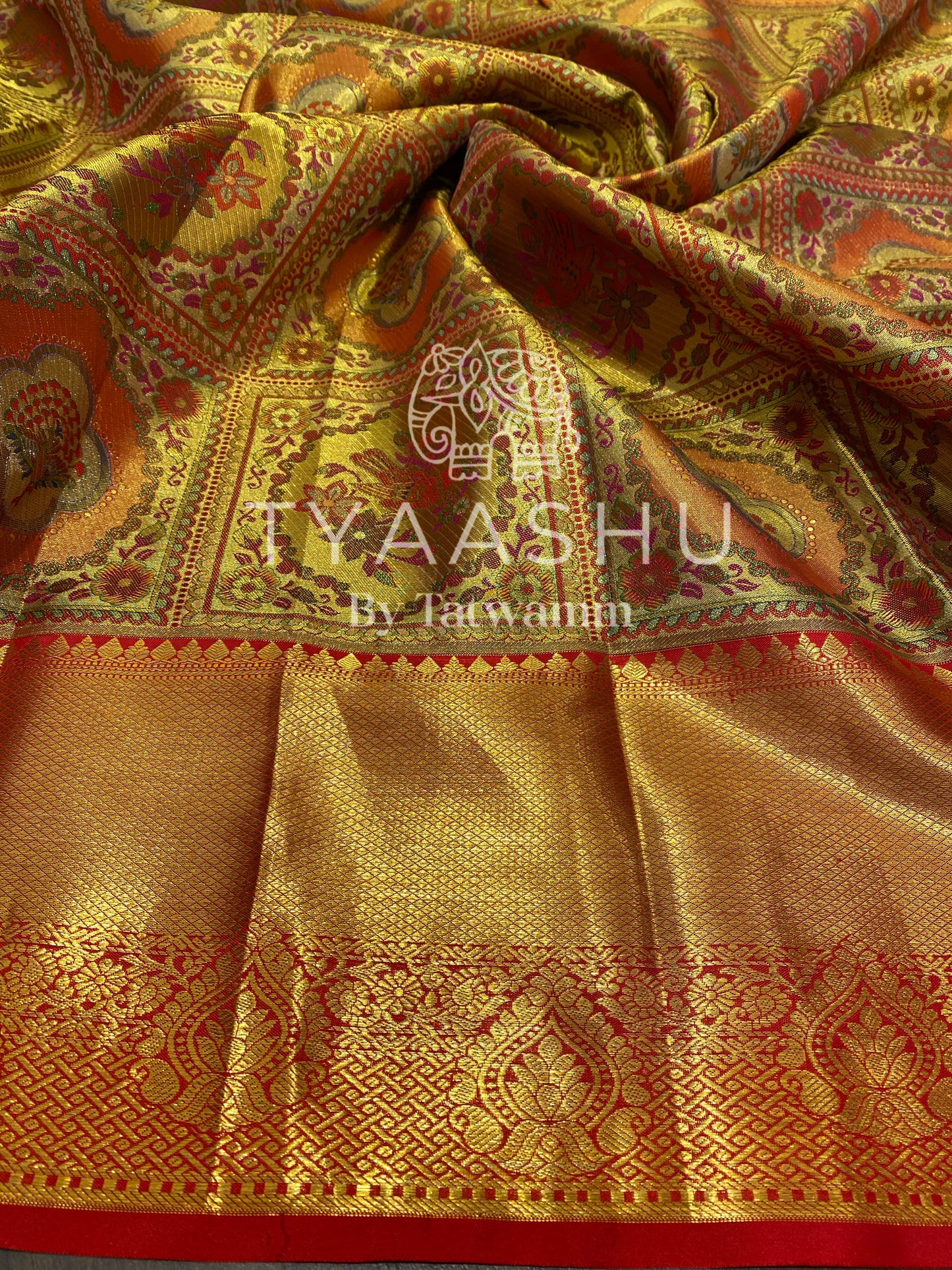 HERITAGE GOLDEN RED KANJIVARAM SAREE