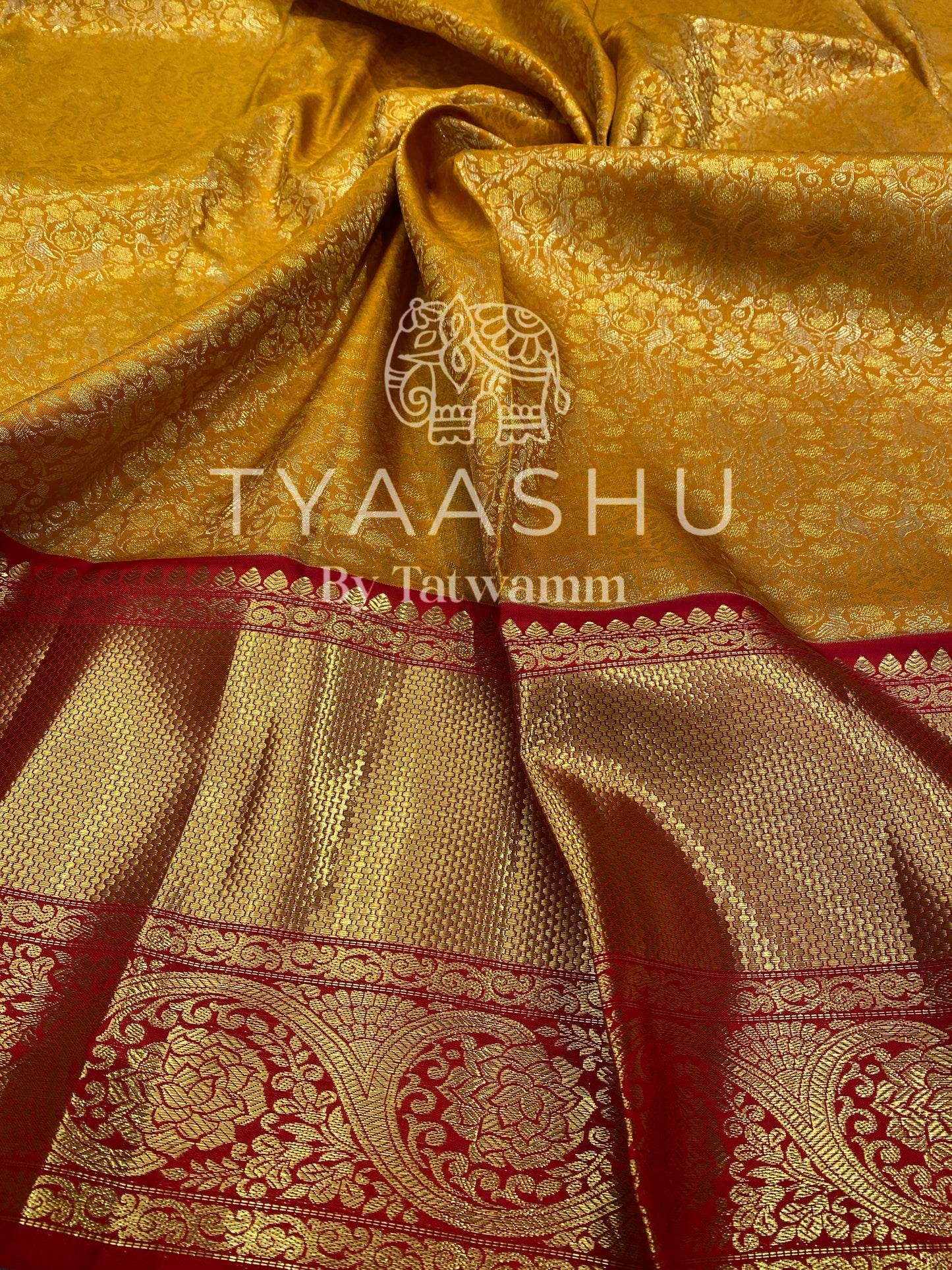 REGAL GOLDEN RED KANJIVARAM SILK SAREE