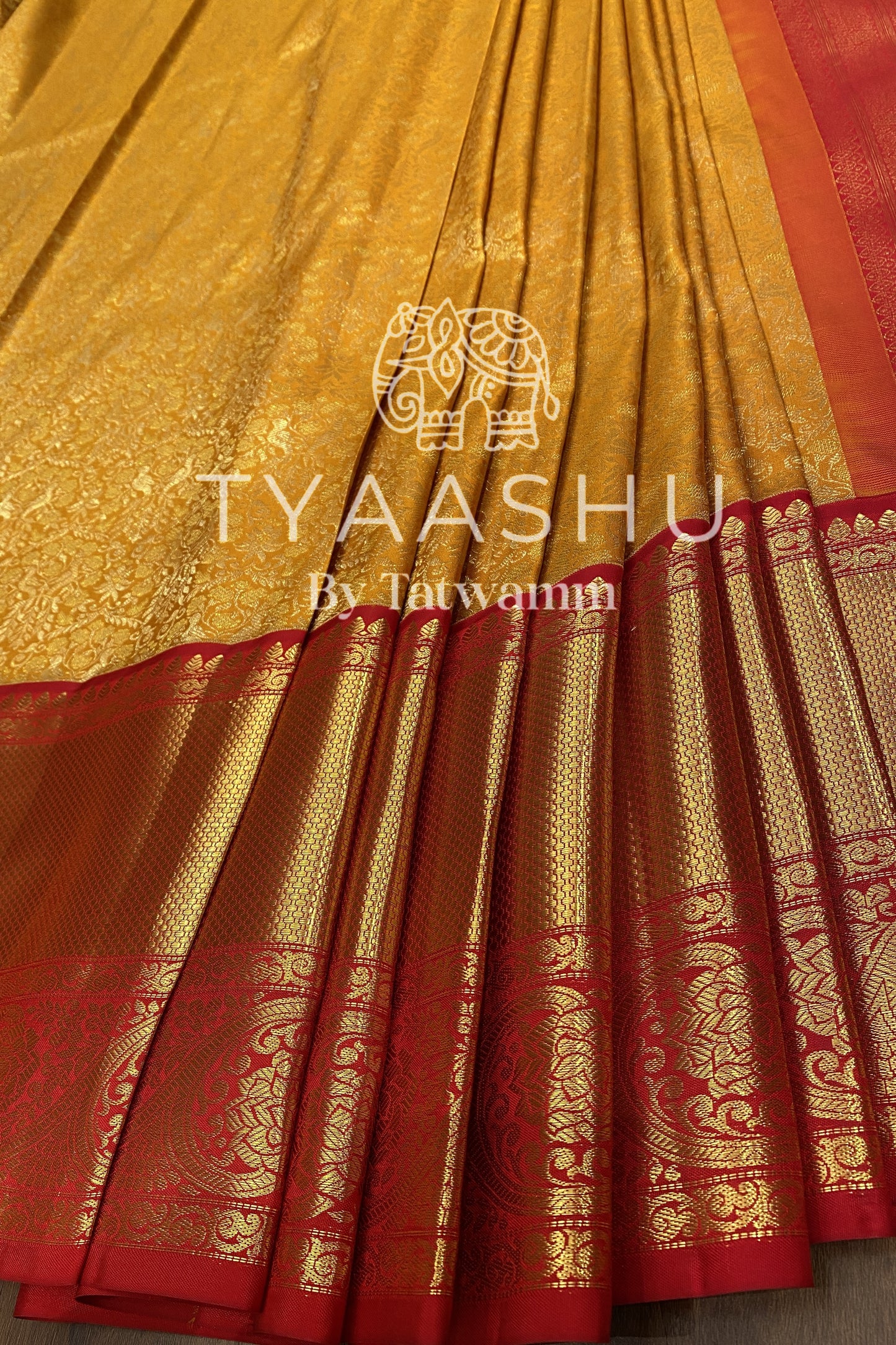 REGAL GOLDEN RED KANJIVARAM SILK SAREE