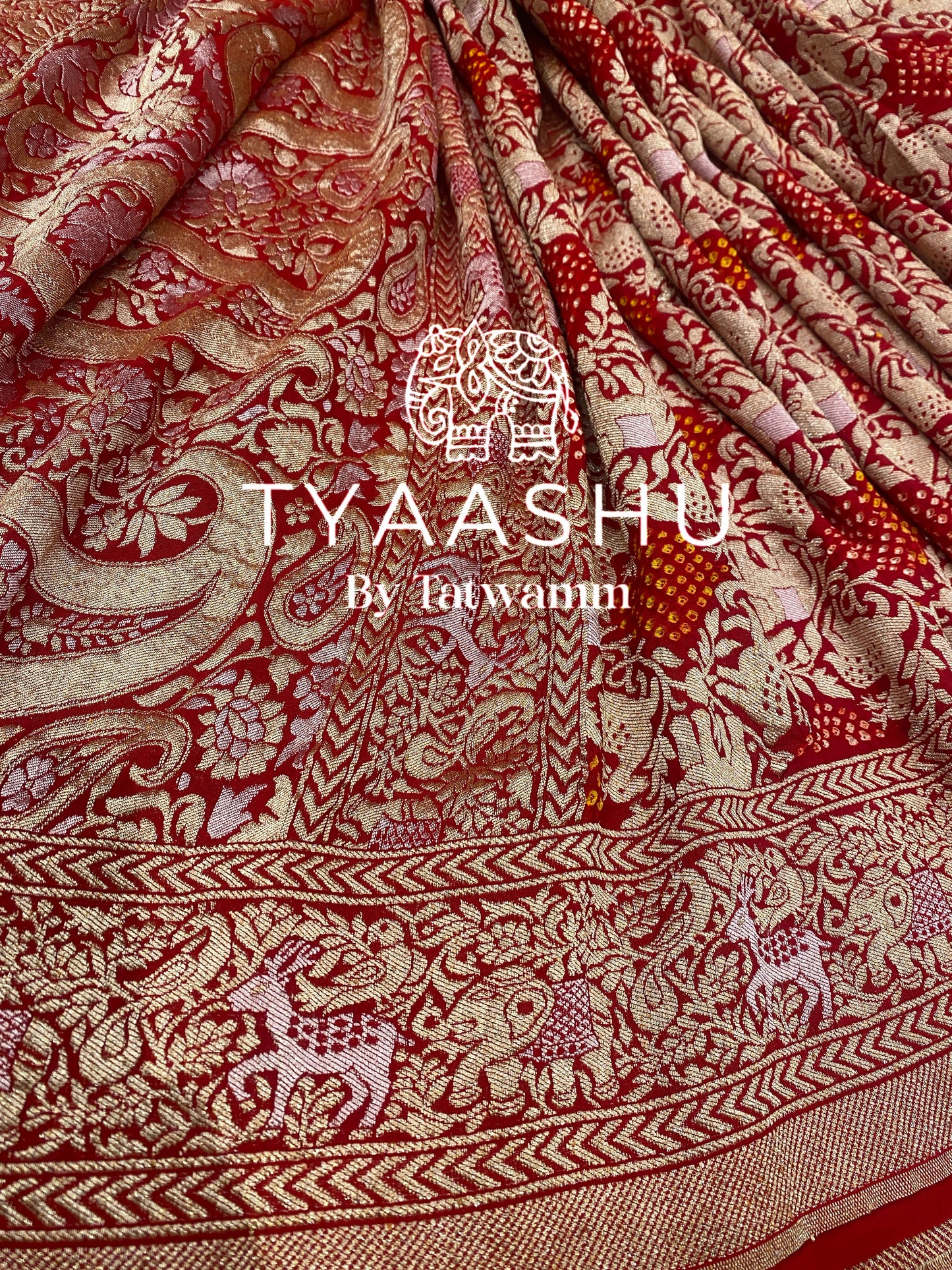 INTRICATE BANDHANI WITH ROYAL ZARI WORK