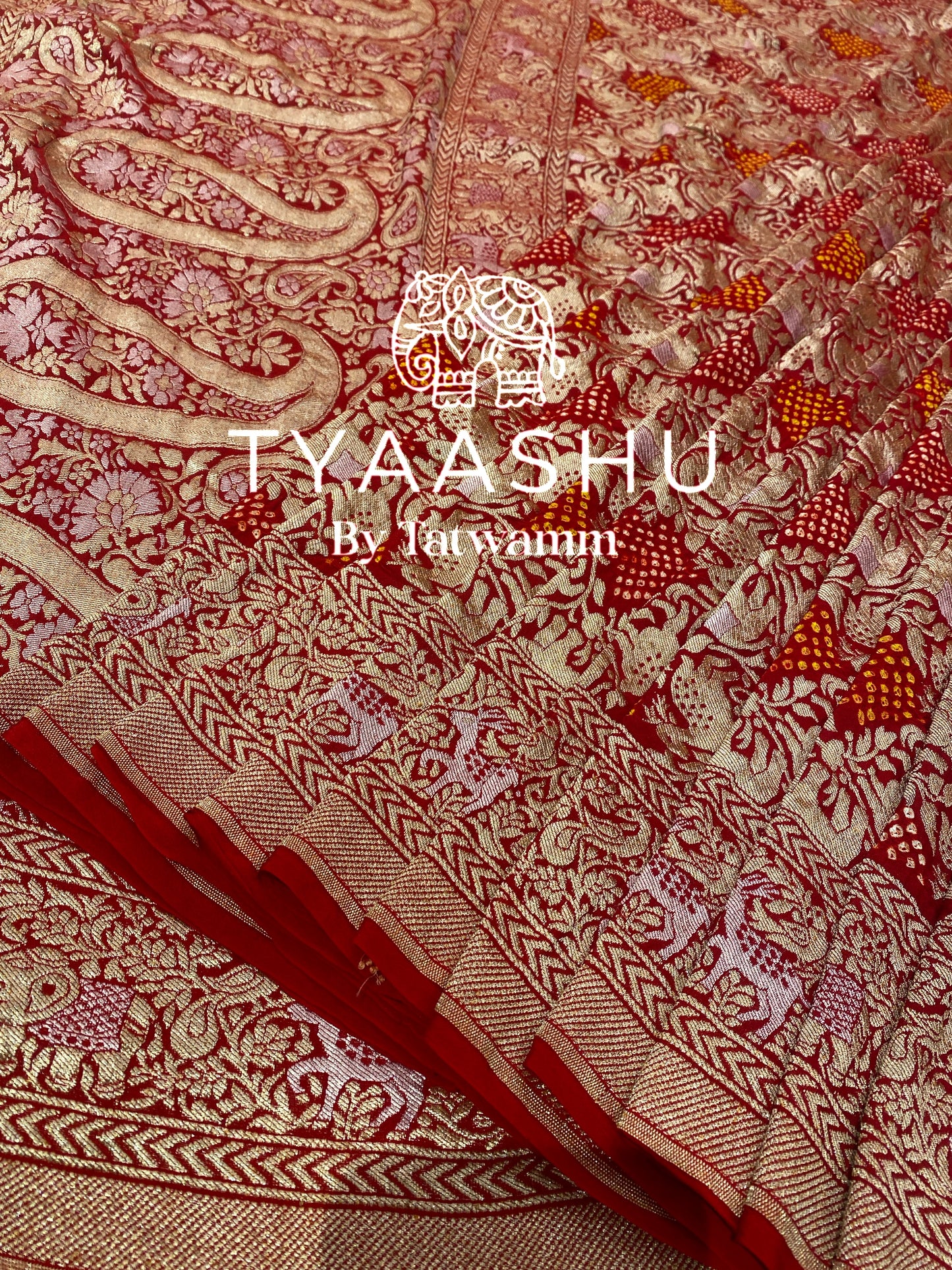 INTRICATE BANDHANI WITH ROYAL ZARI WORK