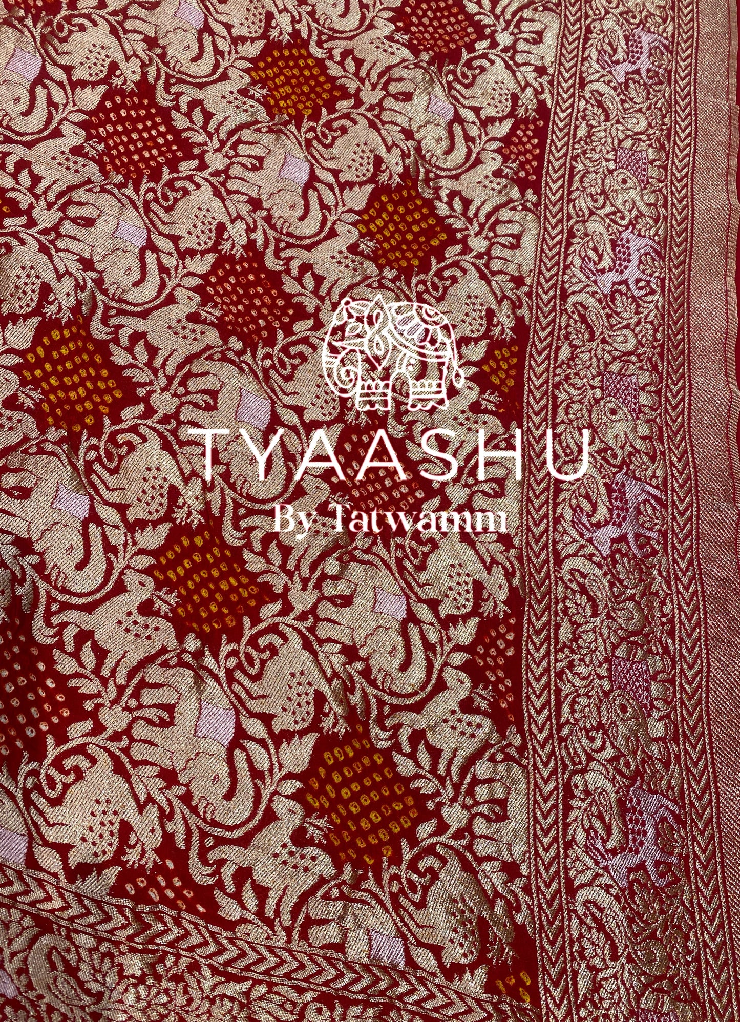 INTRICATE BANDHANI WITH ROYAL ZARI WORK