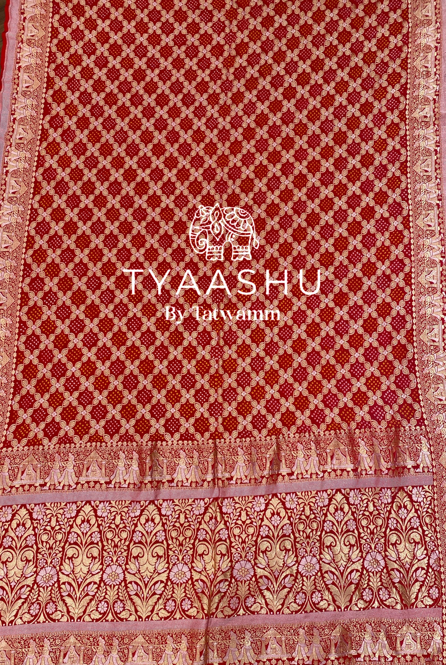 TRADITIONAL RED BANDHANI SAREE