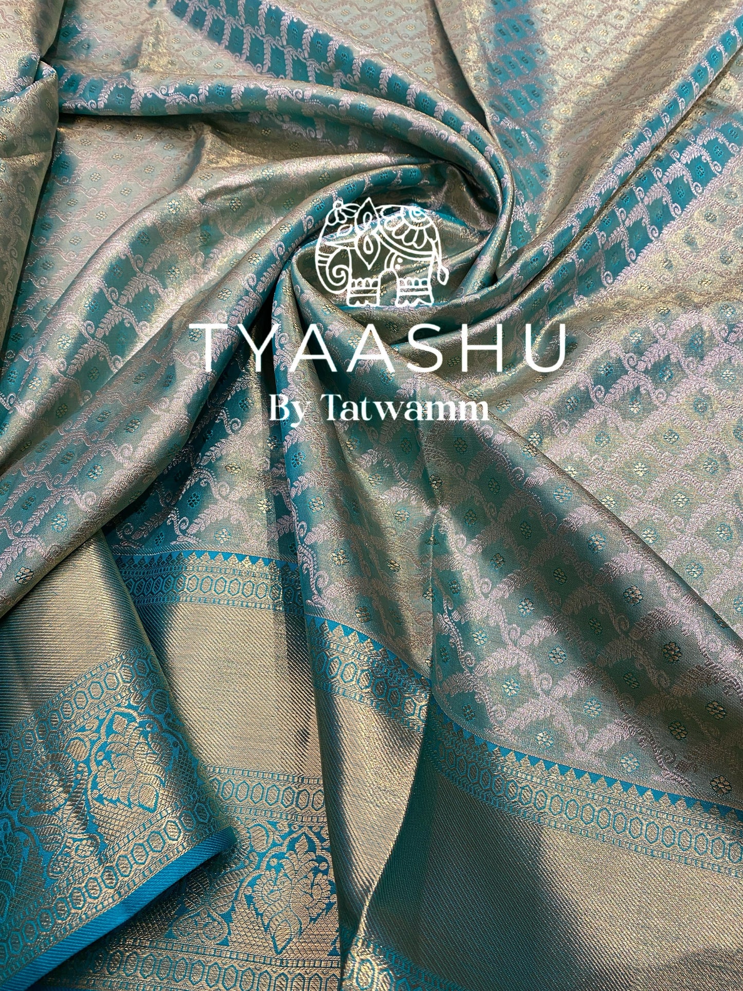 TIMELESS AQUA KANJIVARAM SAREE