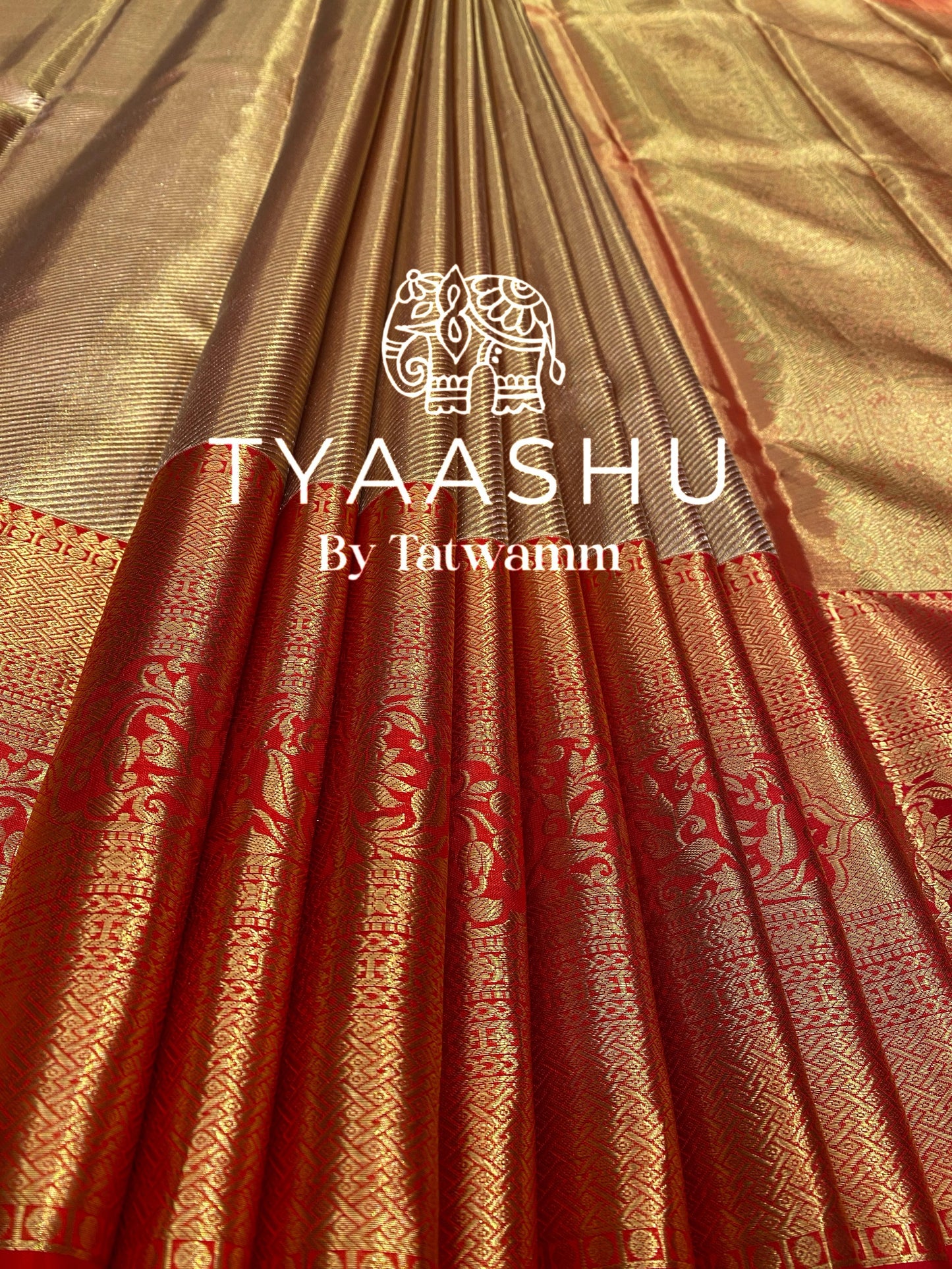 ELEGANT GOLD AND RED KANJIVARAM SAREE