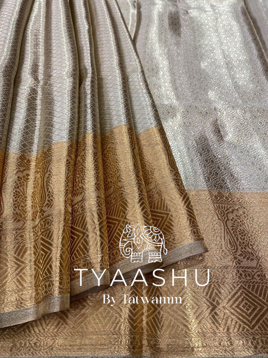 LUXE SILVER AND GOLD BROCADE SAREE