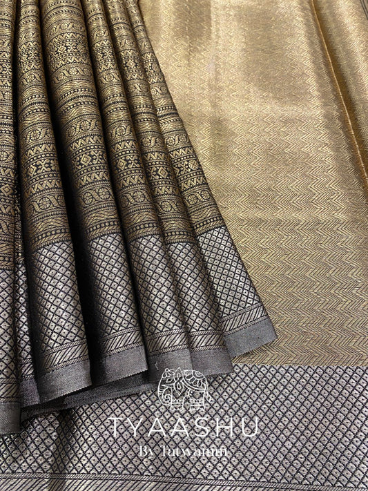 ZARI WOVEN BANARASI SAREE IN BLACK ELEGANCE