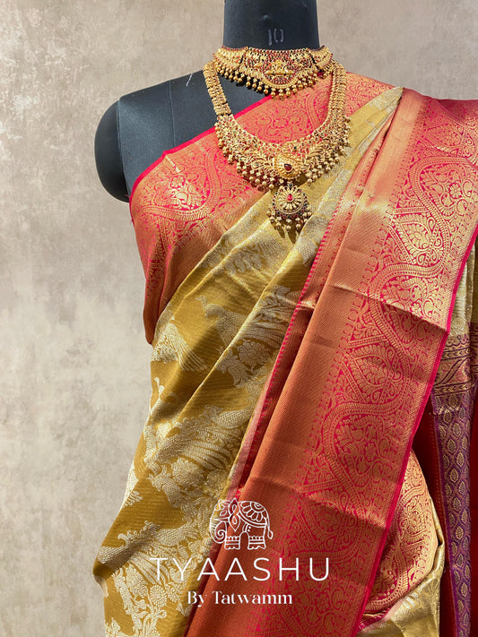 ROYAL GOLD AND RED KANJIVARAM SAREE