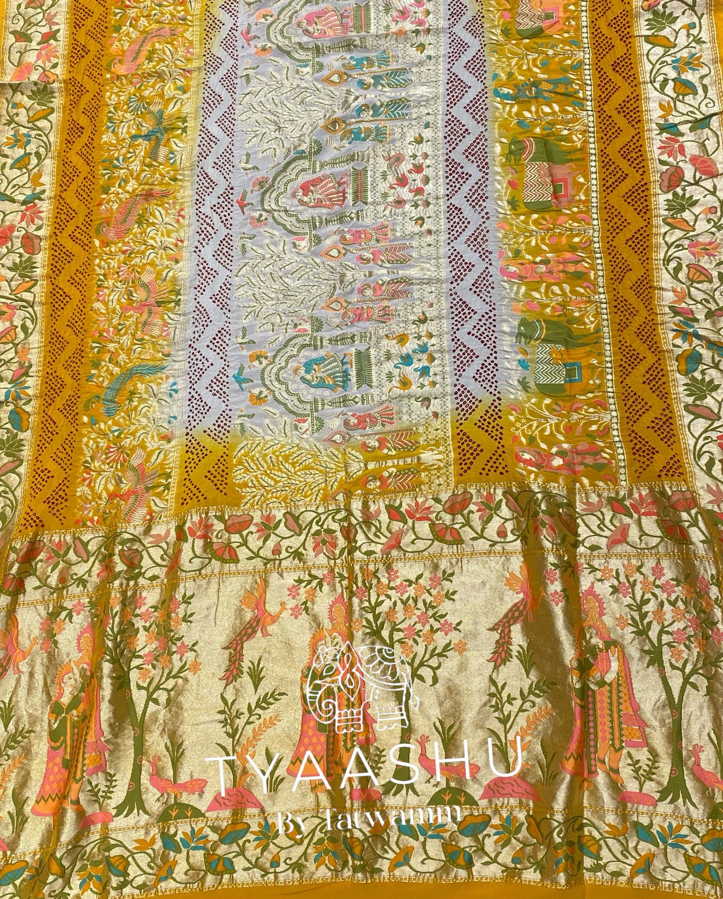 TRADITIONAL BANDHEJ BANARASI DUPATTA WITH HANDLOOM MEENAKARI