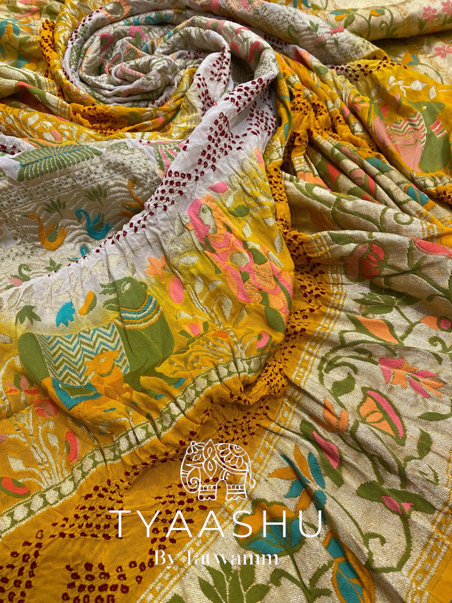 TRADITIONAL BANDHEJ BANARASI DUPATTA WITH HANDLOOM MEENAKARI