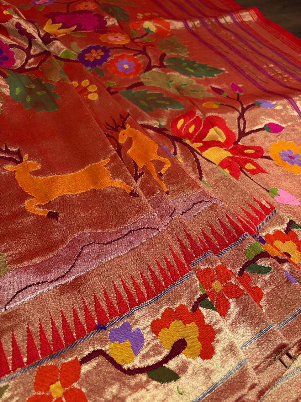 RAKTAMRGALATA PAITHANI SAREE