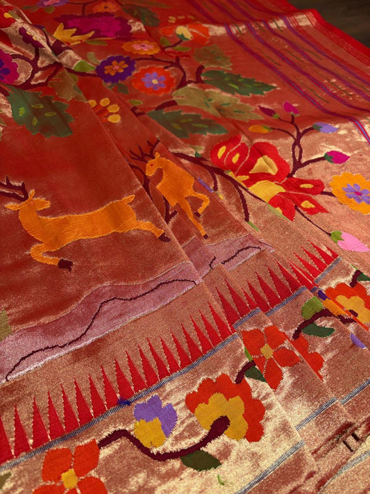 RAKTAMRGALATA PAITHANI SAREE